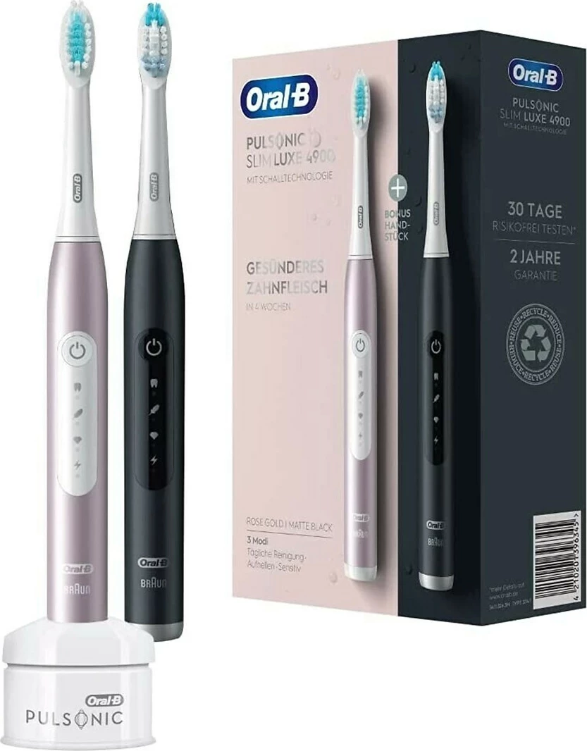 Furçë dhëmbësh sonike Oral-B Pulsonic Slim Luxe 4900, dy copë, e zezë, rozë