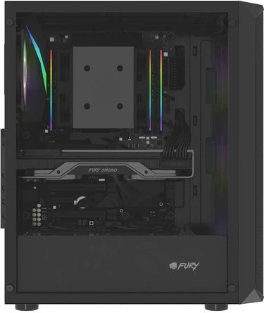Kasë Natec Fury Shobo SH4F RGB, Midi Tower, xham i temperuar, 4 ventilatorë RGB, e zezë