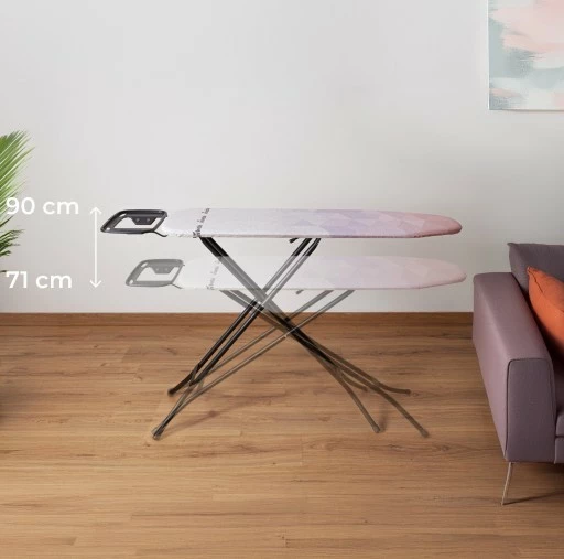 Dërrasë hekurosjeje Vileda Diamond S, 114x33 cm, me mbajtëse hekuri, e zezë/rozë/vjollcë/bardhë