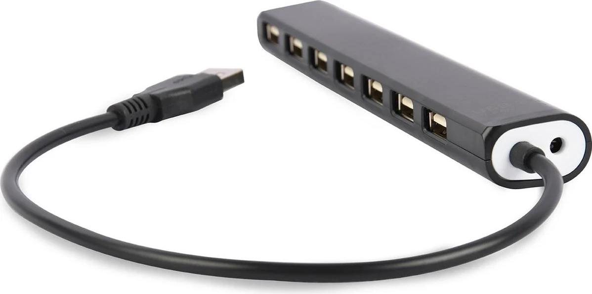 Hub USB Gembird, 7 x USB 2.0, e zezë