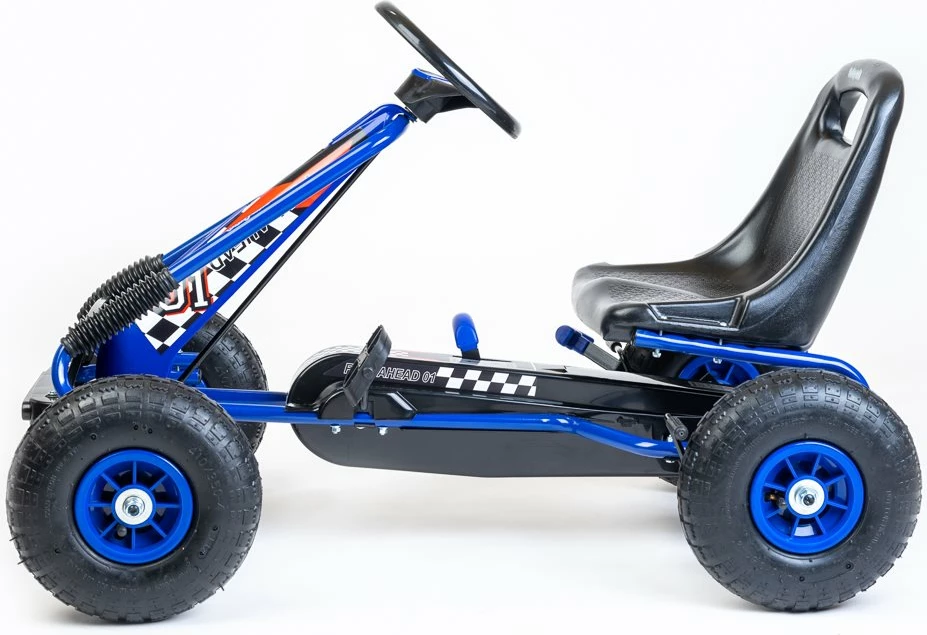 Gokart me pedale, Baby Mix, Razor, transmision përpara/mbrapa me frirrotullim, frenë dore në boshtin e pasëm, rrota të frymueshme 25 cm, moshat 3-8 vjeç, blu
