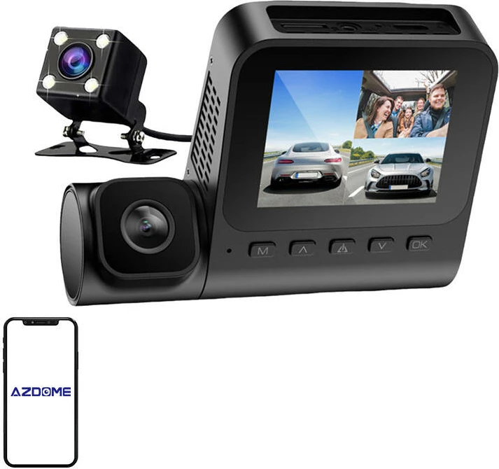 Video regjistrues për veturë Azdome V600-3CH, 3 kamera, Full HD, G-Sensor, i zi