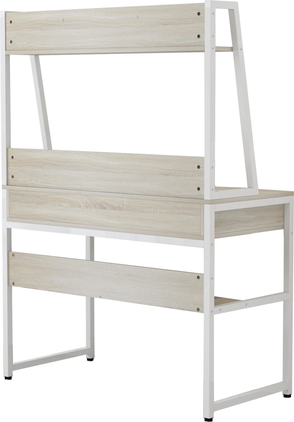 Tavolinë me raft FH2390.13 melaminë në ngjyrë Sonama & kornizë metalike e bardhë 100x48x139H cm