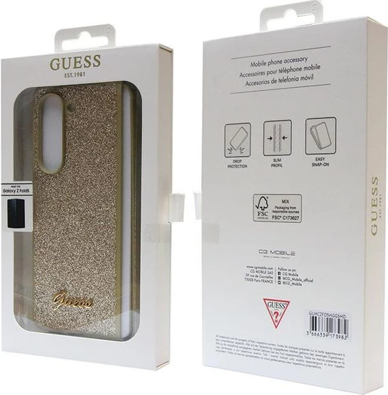 Mbështjellës Guess Glitter Script për Samsung Galaxy Z Fold 5, ari