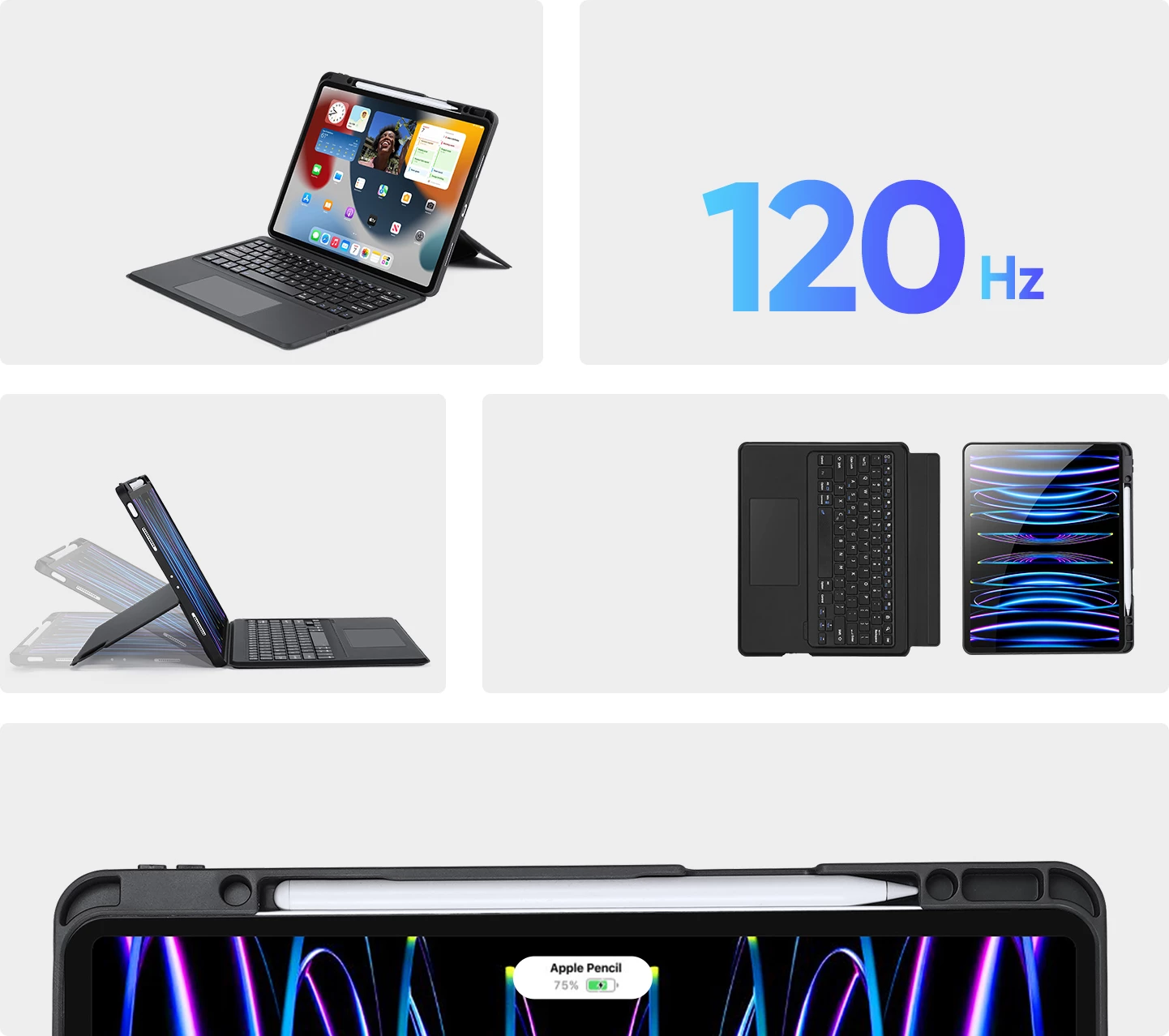 Mbështjellës me tastierë Bluetooth Dux Ducis DK Series për iPad Pro 12.9 (2020/2021/2022), i zi