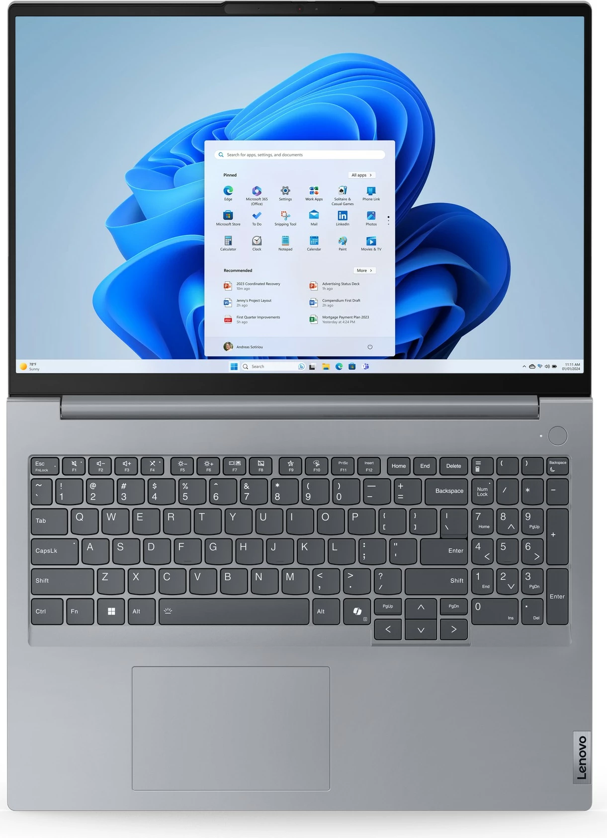 Laptop Lenovo ThinkBook 16 G7 ARP, 16", AMD Ryzen 5 7535HS, 16GB RAM, 512GB SSD, hiri ( QWERTZ- German Layout)