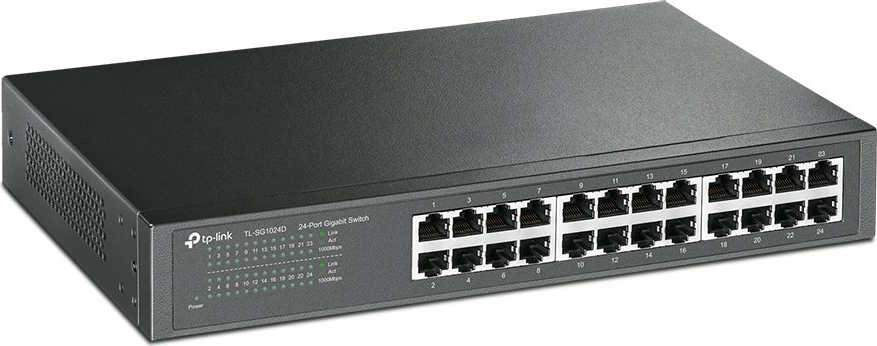 Switch TP-Link 24-Port Gigabit Desktop/Rackmount, i pa menaxhuar, Ethernet Gigabit (10/100/1000), montim në rack