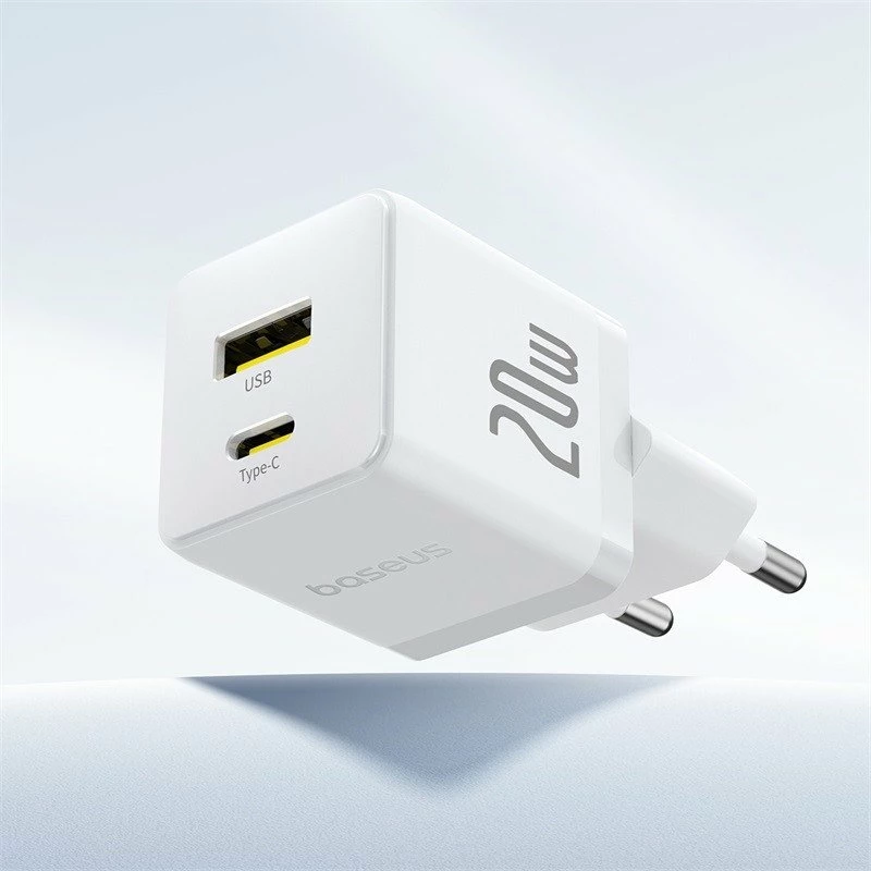 Karikues rrjeti Baseus Palm BSU9054 20W PD3.0/QC3.0 1x USB-A 1x USB-C 3A, i bardhë