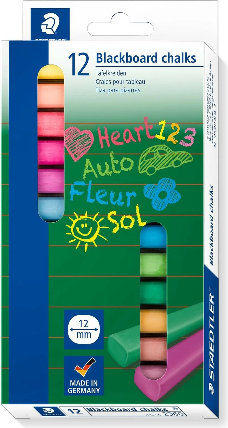 Shkumësa për tabelë të zezë Staedtler 2360, 12 ngjyra, 12 mm