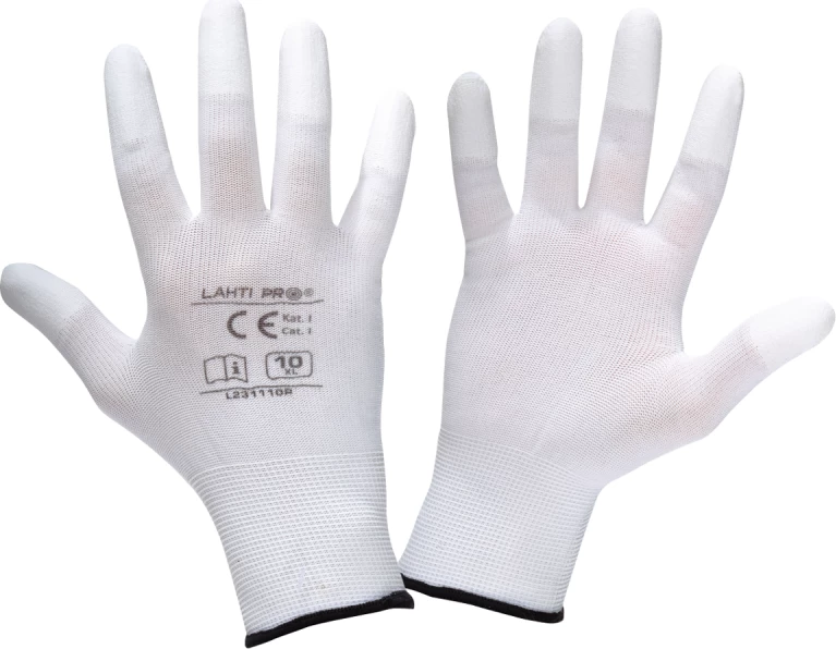 Doreza pune LAHTI PRO L231107K, PU fingertip, madhësia 7, të bardha