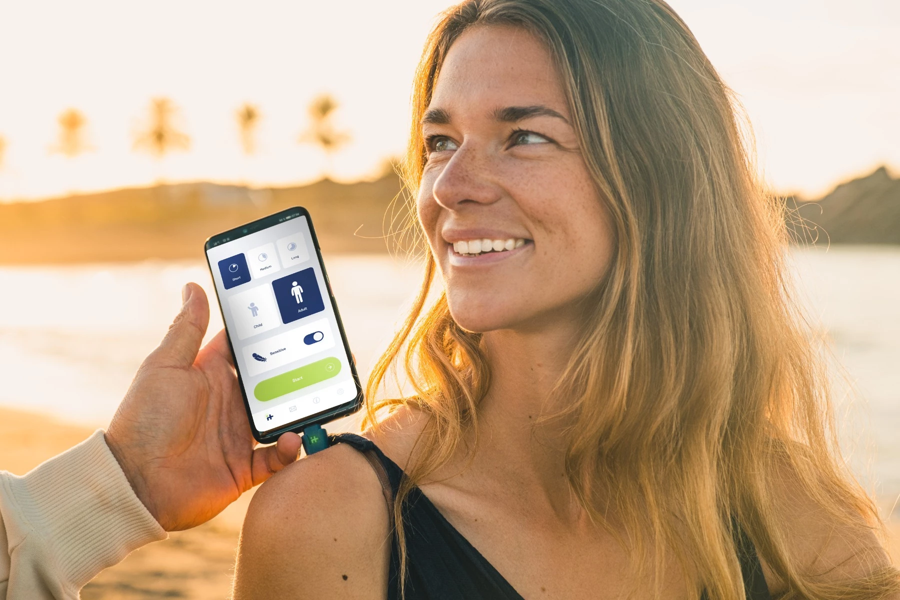 Pajisje për trajtim pickimi insektesh HEAT IT V3, Lightning për iPhone 6–14, e kaltër