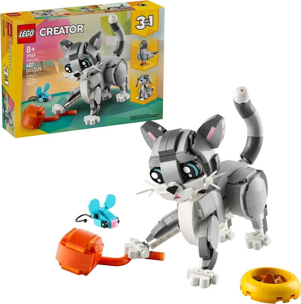 Set LEGO Creator 3 në 1, Playful Cat 31163, për fëmijë 8+ vjeç