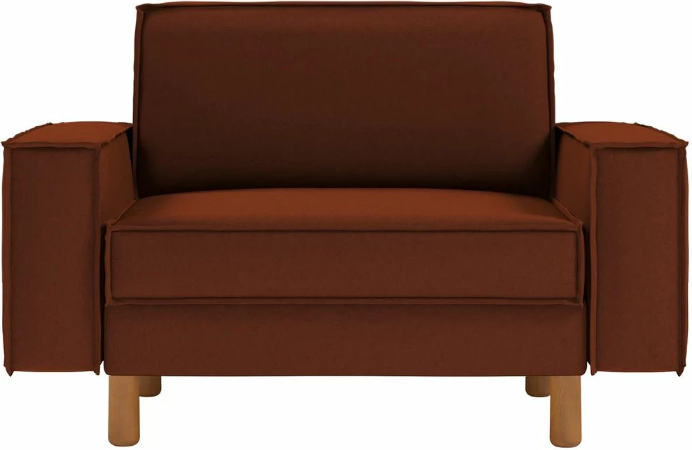 Karrige divan një vendëshe Atelier del Sofa, ngjyrë e kuqe tjegulle, këmbë druri arre