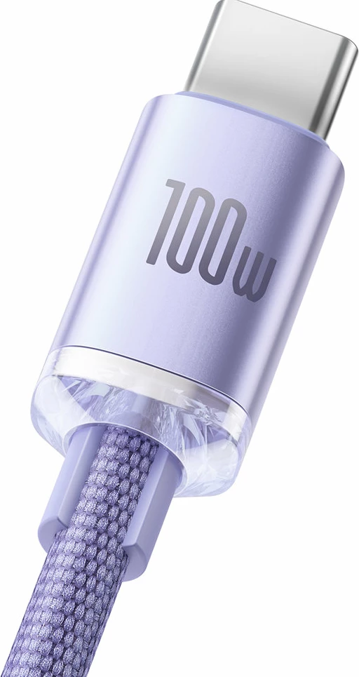 Kabllo Baseus Crystal Shine Series USB-A në USB-C, 1.2m, 100W, Vjollcë