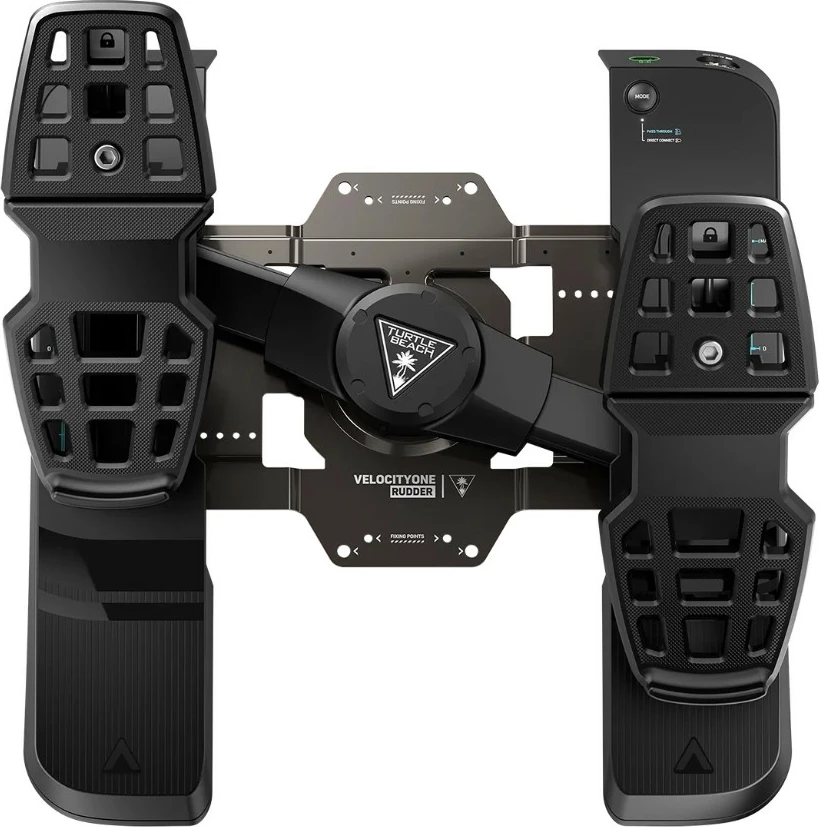 Pedale rudder Turtle Beach VelocityOne Rudder për PC dhe Xbox, USB-C, Hall sensor, frena diferenciale, të zeza