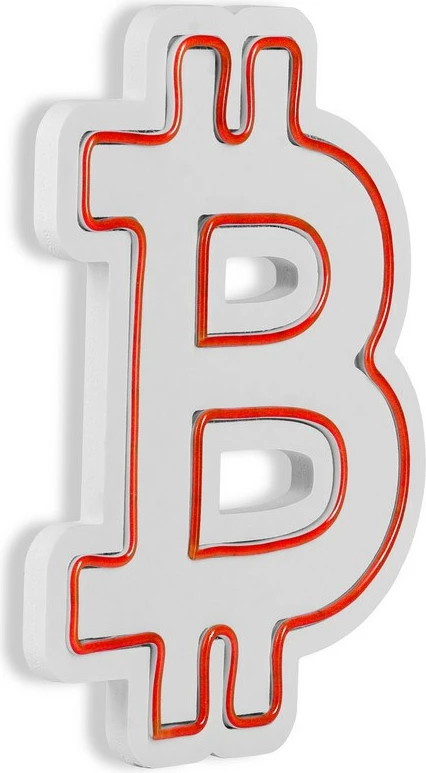 Dritë murale dekorative plastike LED, simboli i Bitcoin, e kuqe