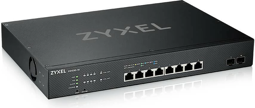 Switch i menaxhuar Zyxel XS1930-10, 8 porta Multi-Gigabit, 2 SFP+, për rack, i zi