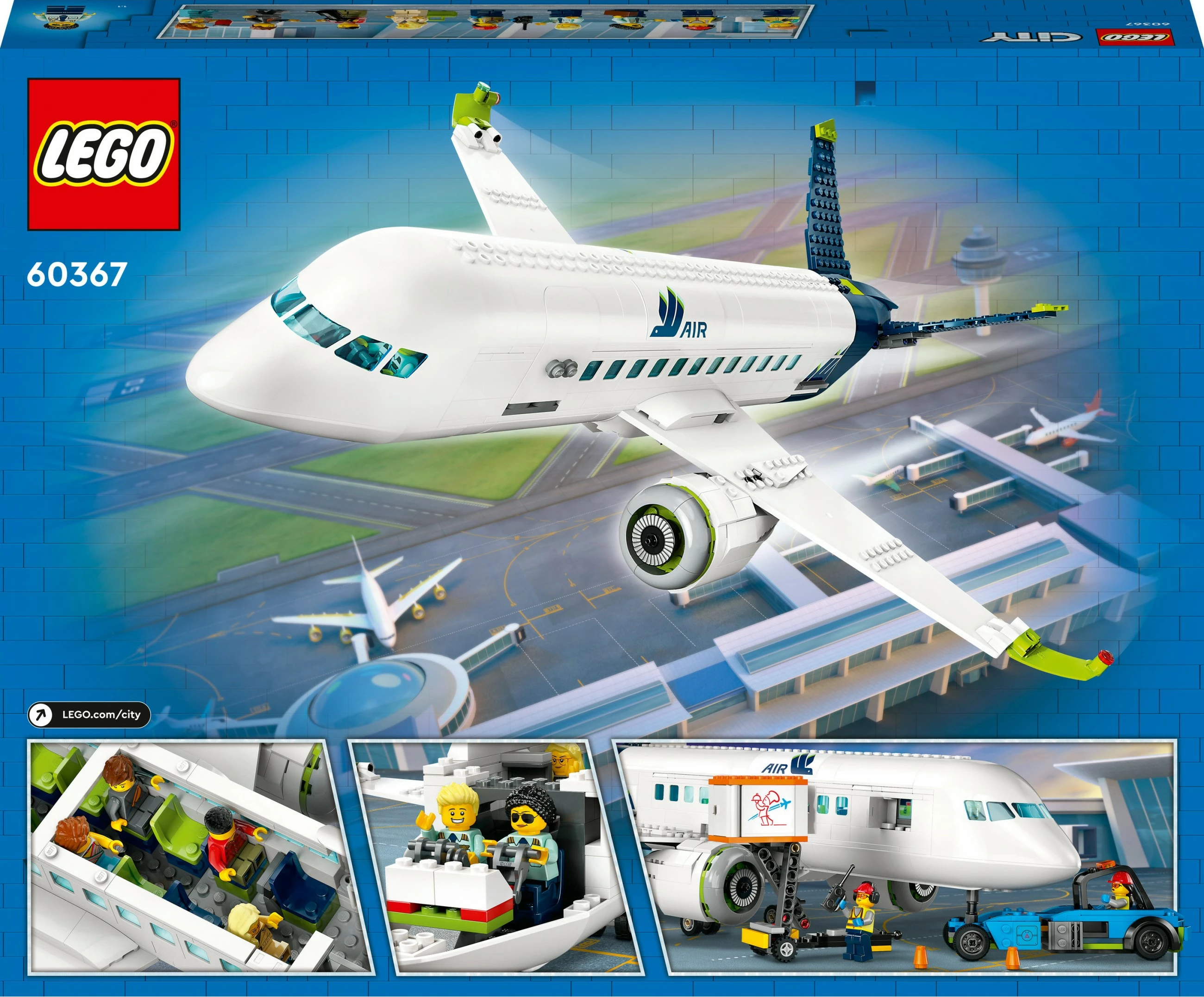 Set ndërtimi LEGO City Aeroplan pasagjerësh, 913 pjesë, shumëngjyrësh
