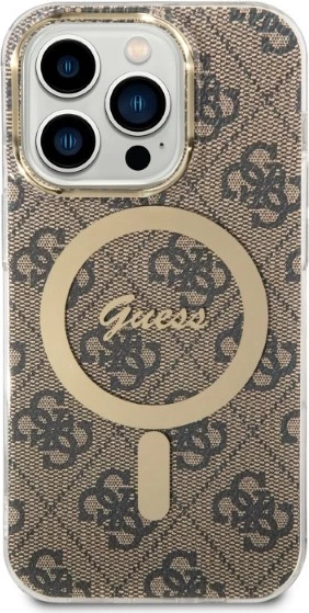 Set mbështjellës Guess GUBPP14LH4EACSW me karikues wireless për iPhone 14 Pro 6.1", kafe