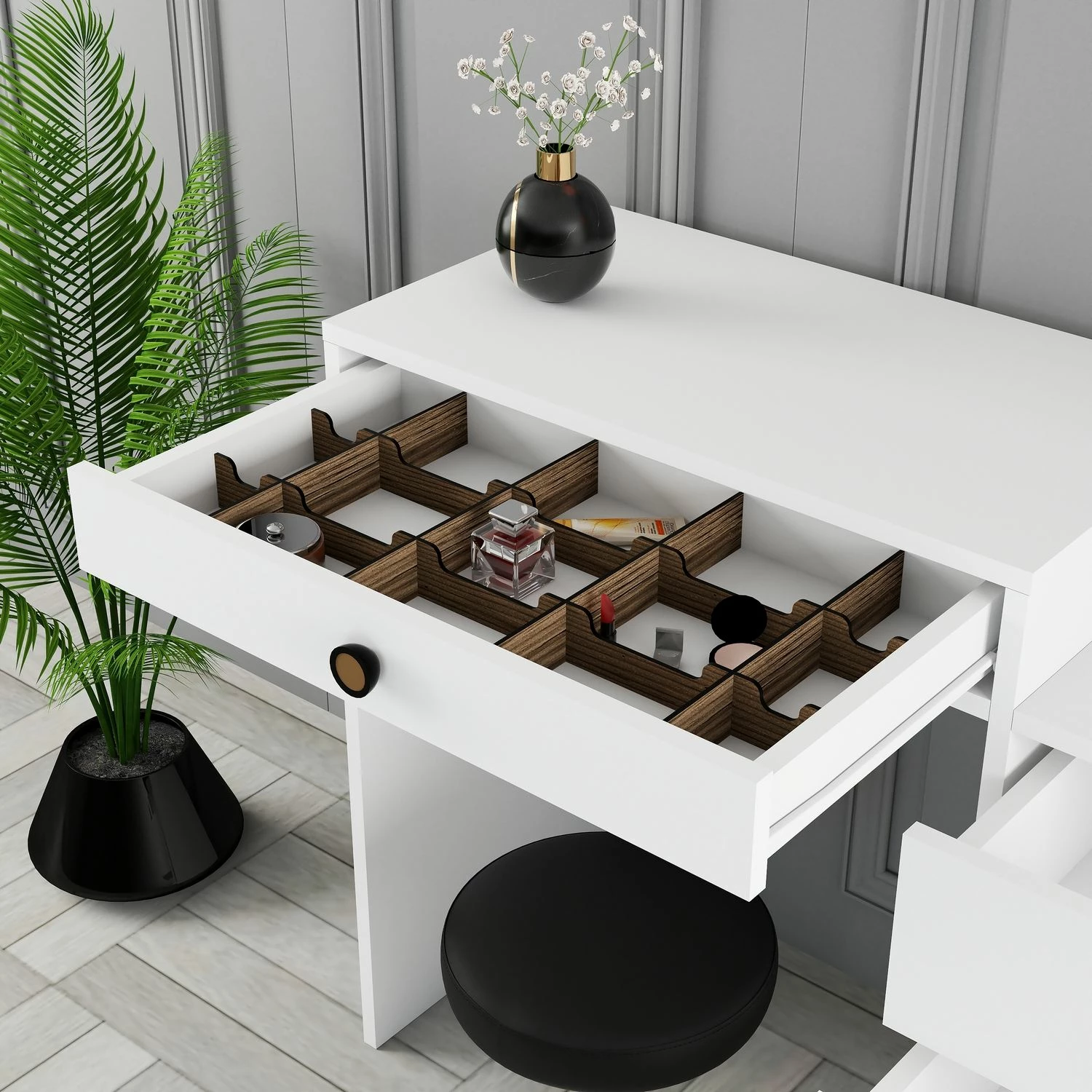 Tavolinë grimimi Lizbon 556, e bardhë