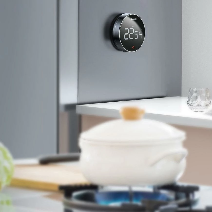 Timer digjital Baseus FMDS000013, ekran LED, magnet, 3 nivele zëri, i zi