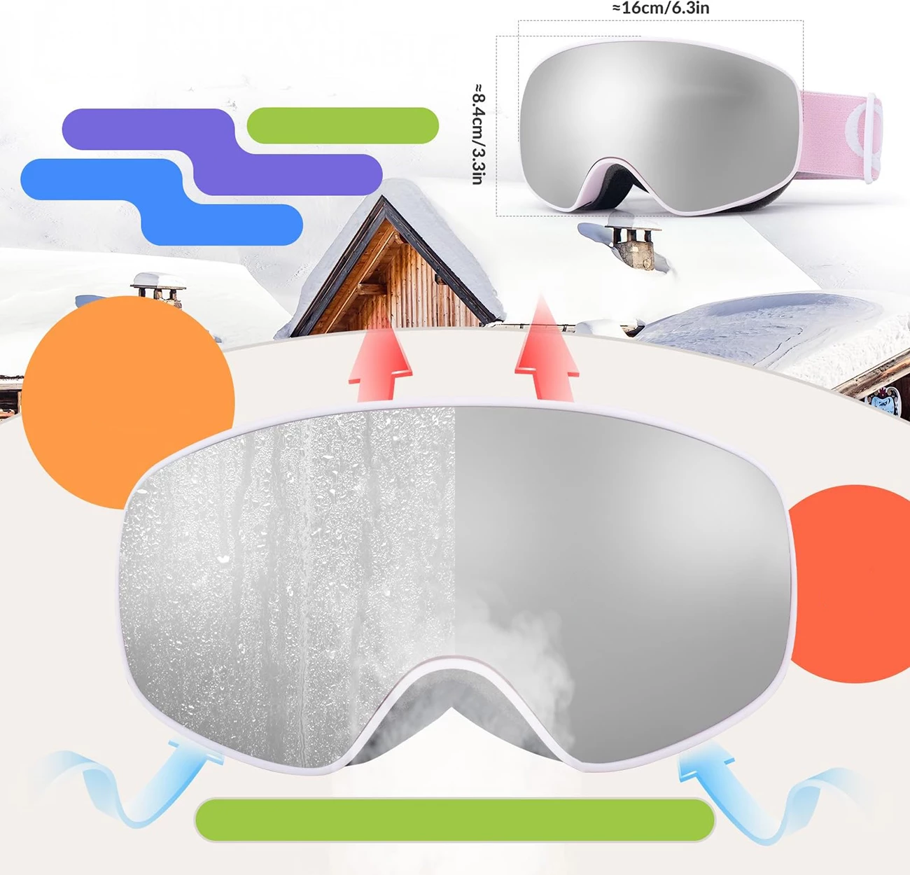 Syze skijimi Qunature për fëmijë, M/L, rozë