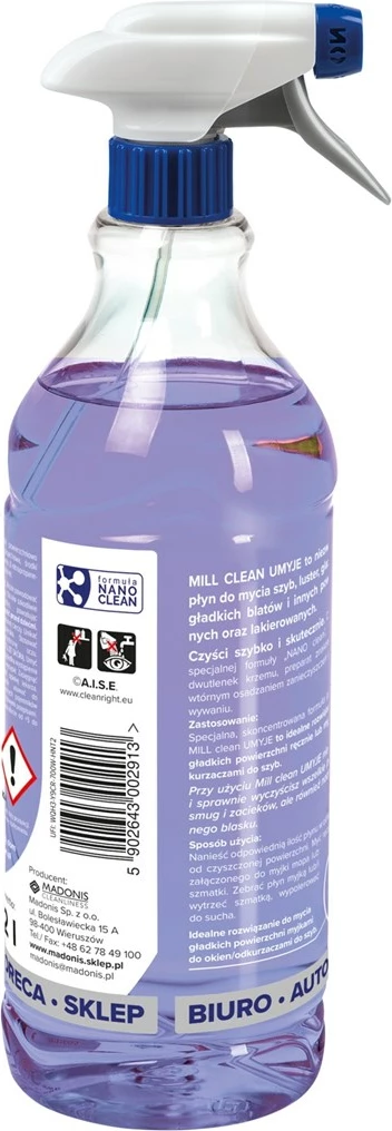 Lëng pastrimi për xhama MADONIS Mill Clean Maciejka, 1.22L, vjollcë