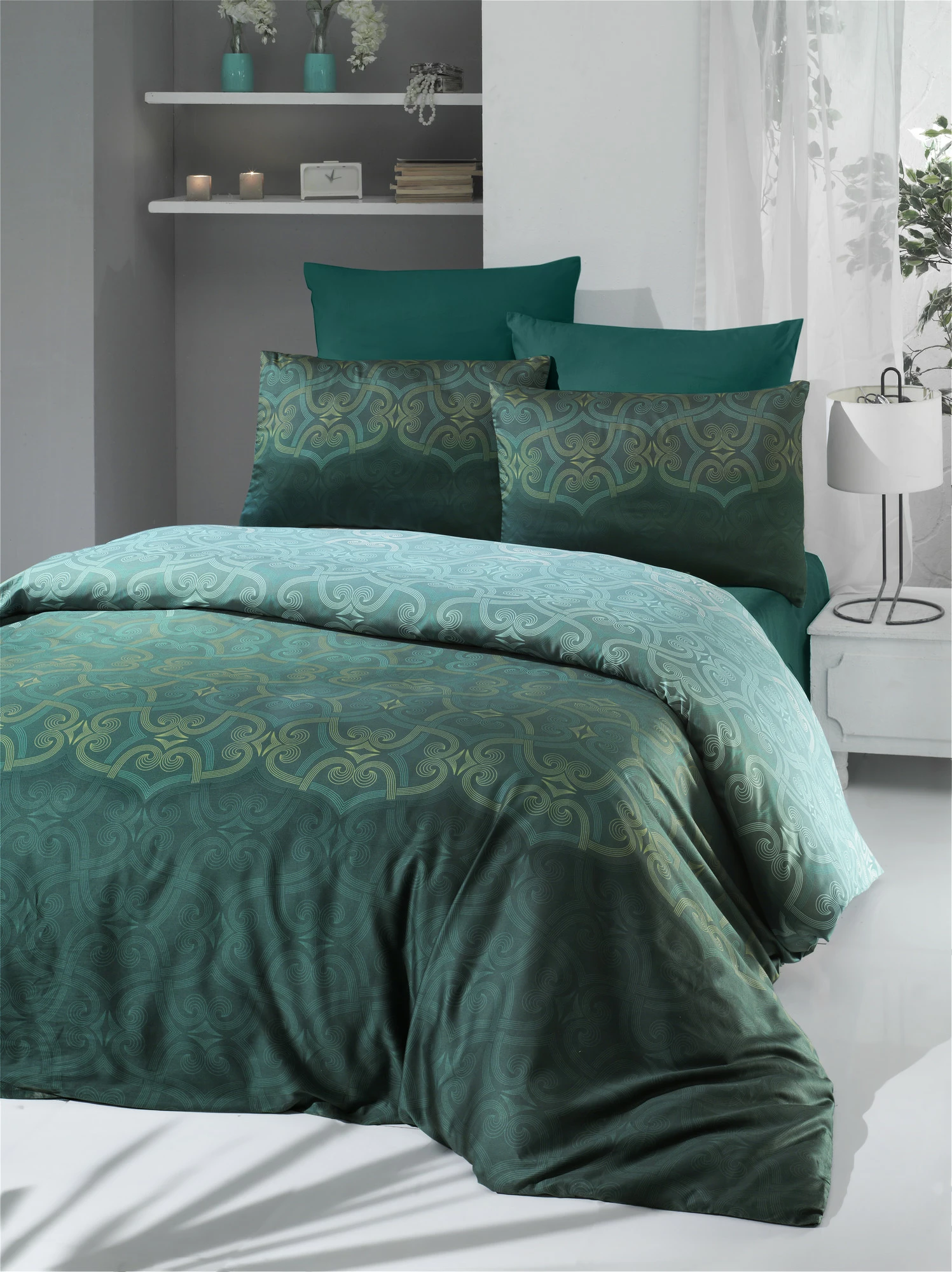 Set mbulesë për jorgan dopio satin, Pandora, ngjyrë e gjelbër