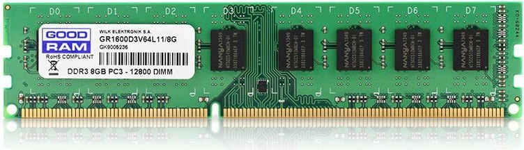 RAM Memorje GoodRam GR1600D3V64L11/8G 8GB 1600MHz CL11 DDR3 DIMM 1.35V, e gjelbër (1 modul)