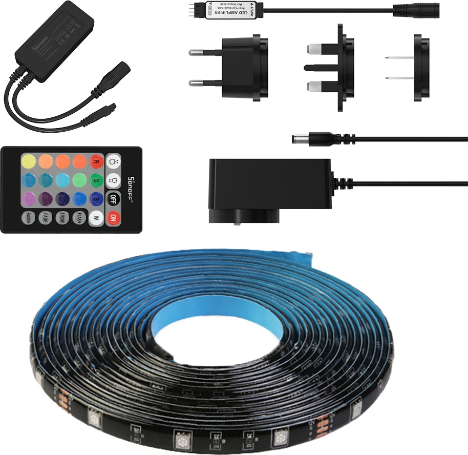 Shirit LED inteligjent Sonoff L2-5M, 5m, RGB, Wi-Fi, me telekomandë, i papërshkueshëm nga uji, set