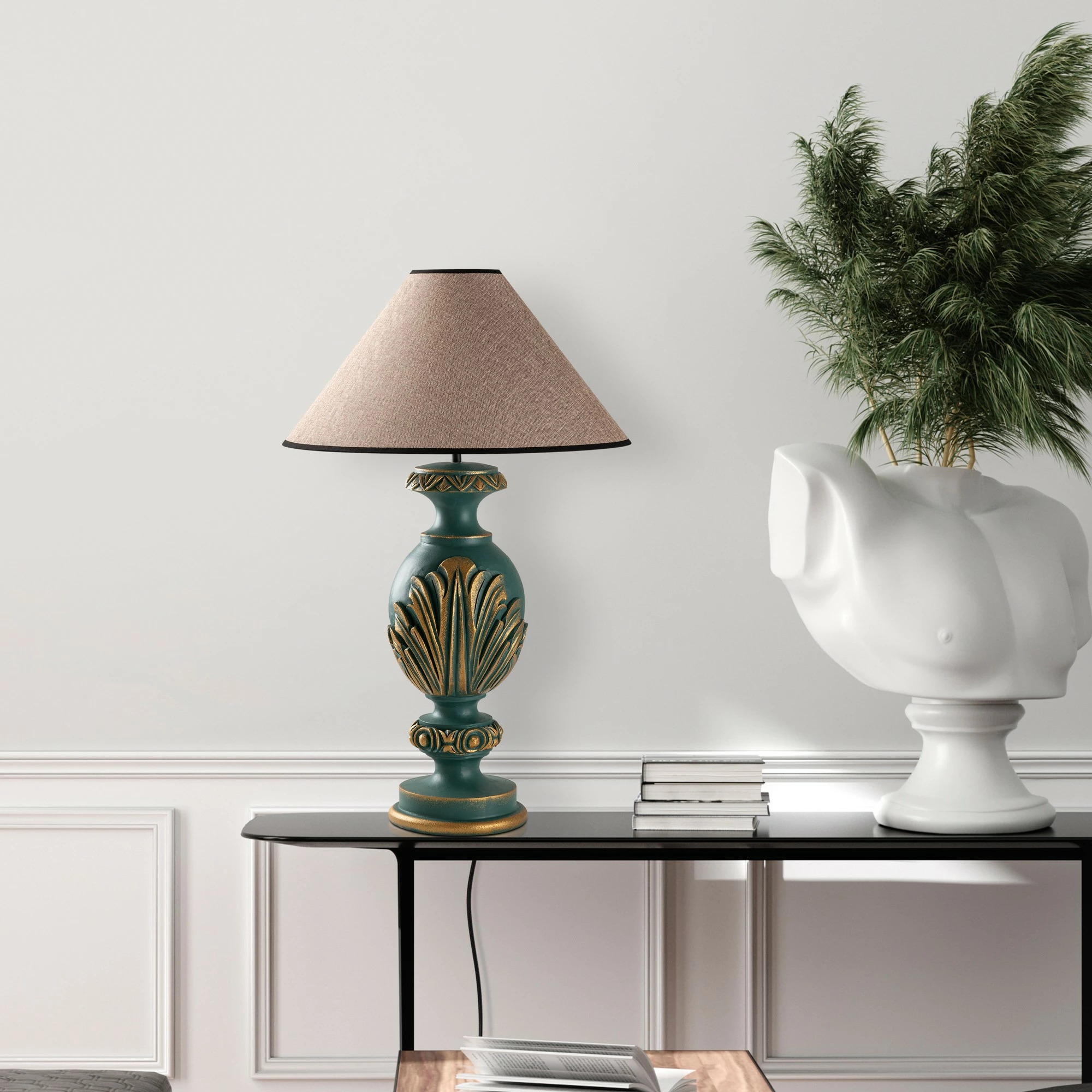 Llambë tavoline Opviq, ELEGANZE-5314, jeshile dhe kafe e çelët