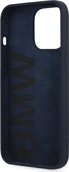 Mbështjellës BMW BMHCP13LSILNA për iPhone 13 Pro/13 6.1\" Hardcase silikoni Silicone Signature, blu navy, në kuti
