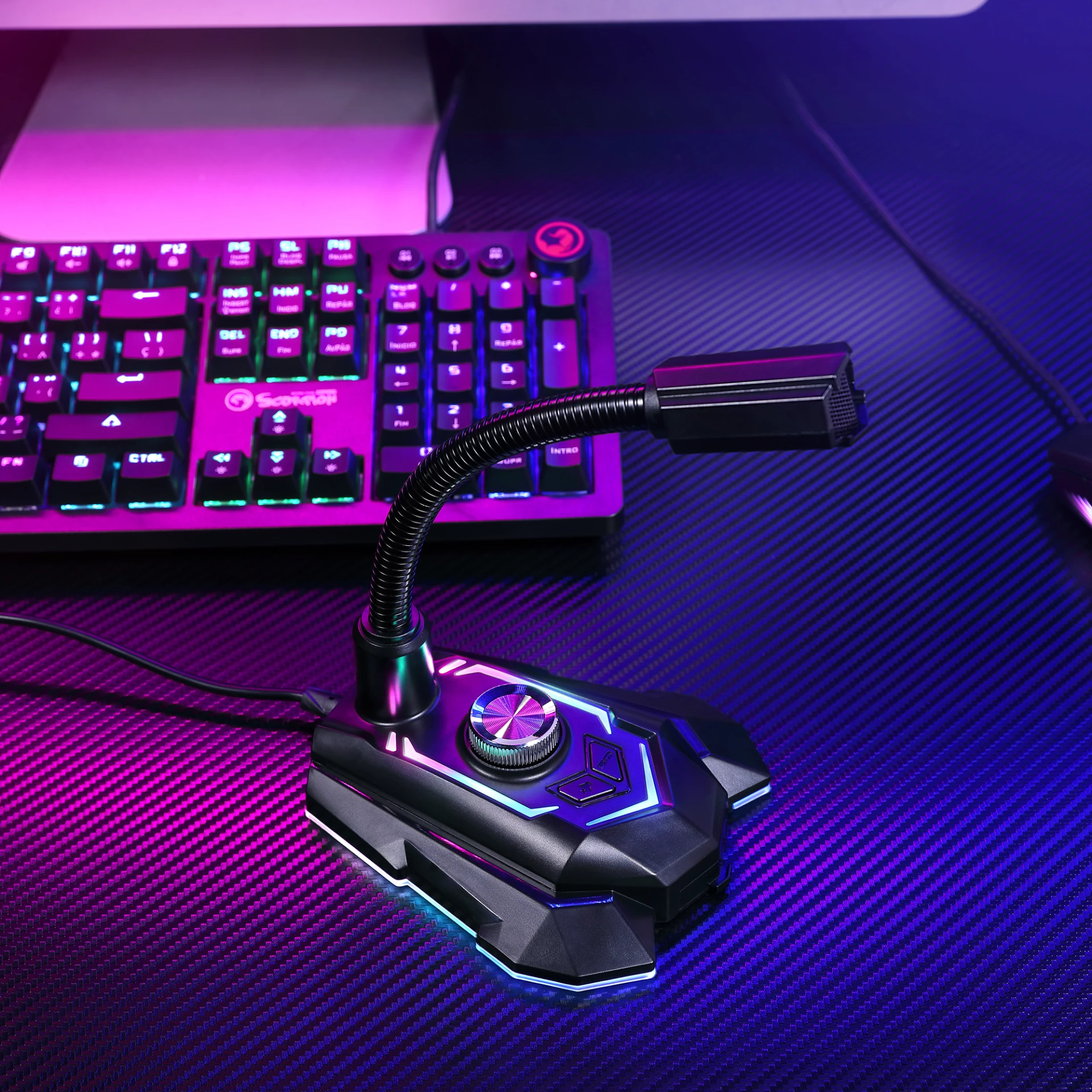 Mikrofon Marvo MIC-05 USB RGB omnidireksional, i zi