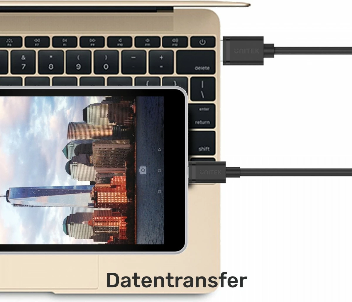 Kabllo USB-A në USB-C 2.0, Unitek C14068BK, 2 m, 480 Mbps, 15W, e zezë