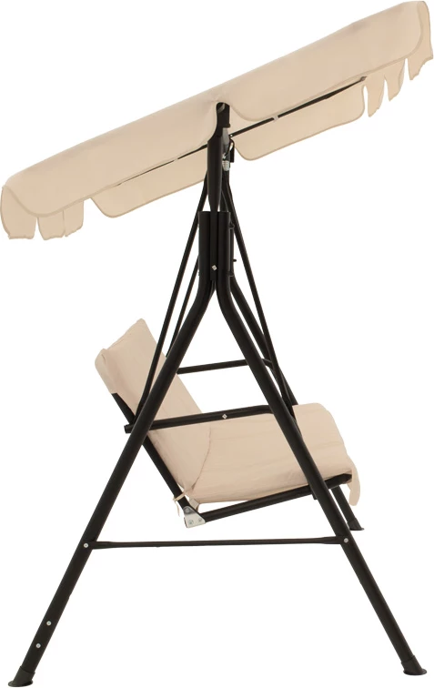 Luhatëse kopshti metalike, ngjyrë e zezë, pëlhurë bezhë, 170x110x153cm