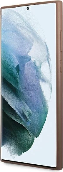 Mbështjellës Guess 4G për Samsung Galaxy S22 Ultra, lëkurë sintetike, kafe