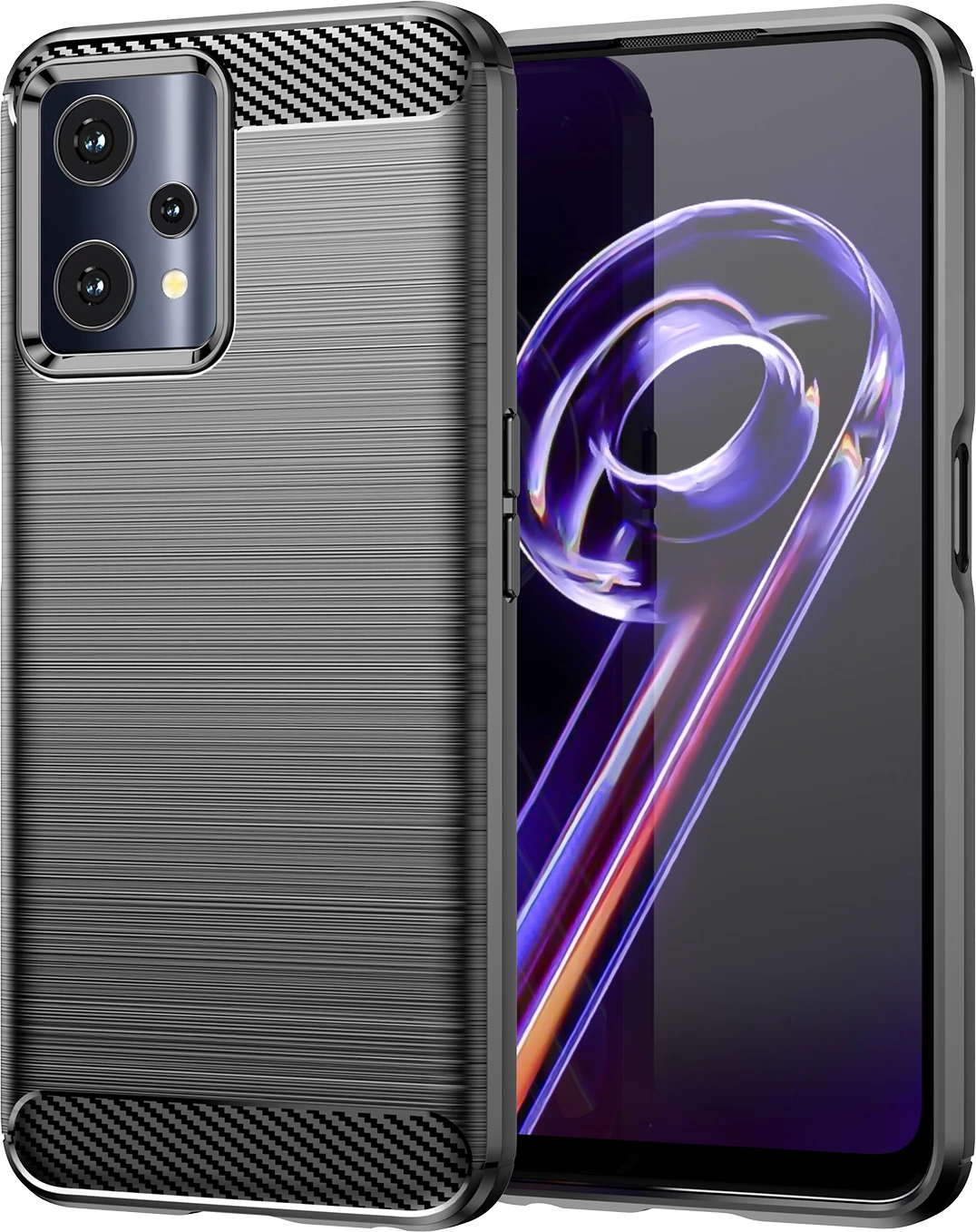 Mbështjellës Hurtel Carbon Case për Realme 9 Pro, i zi