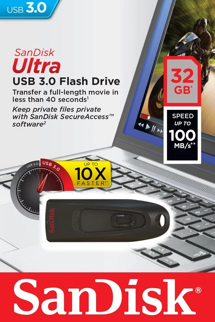 USB SanDisk Flash Drive, USB-A, 32GB, e zezë