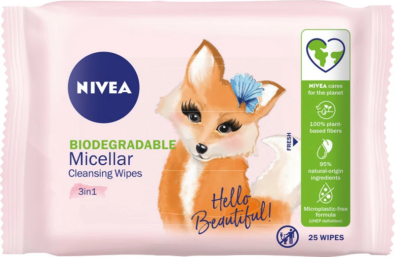 Peceta pastruese micelare Nivea MicellAir Skin Breathe 3-in-1 për femra, 25 copë