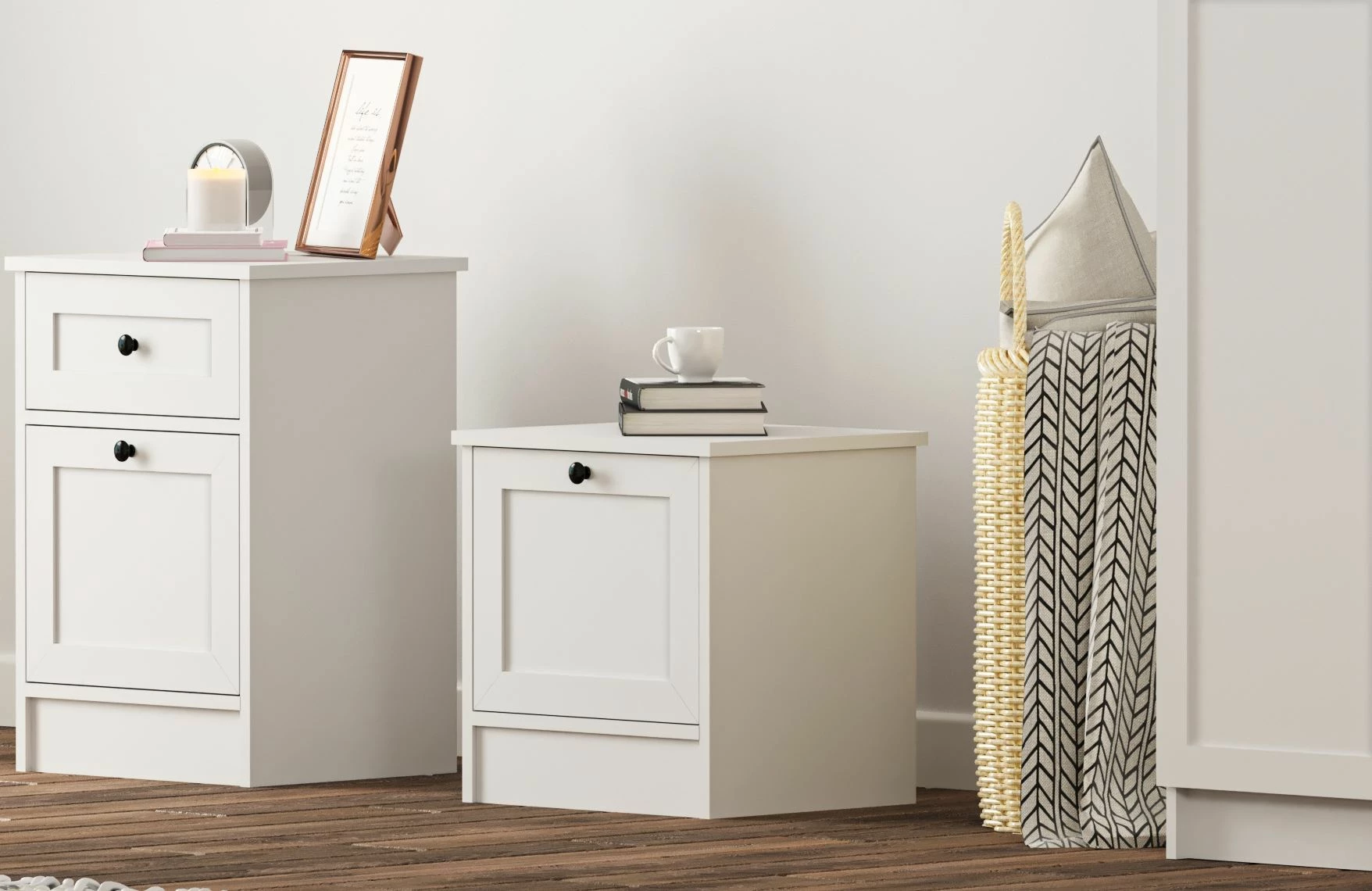 Komodinë nate Skye Decor, Rb-168-02, ngjyrë e bardhë mat