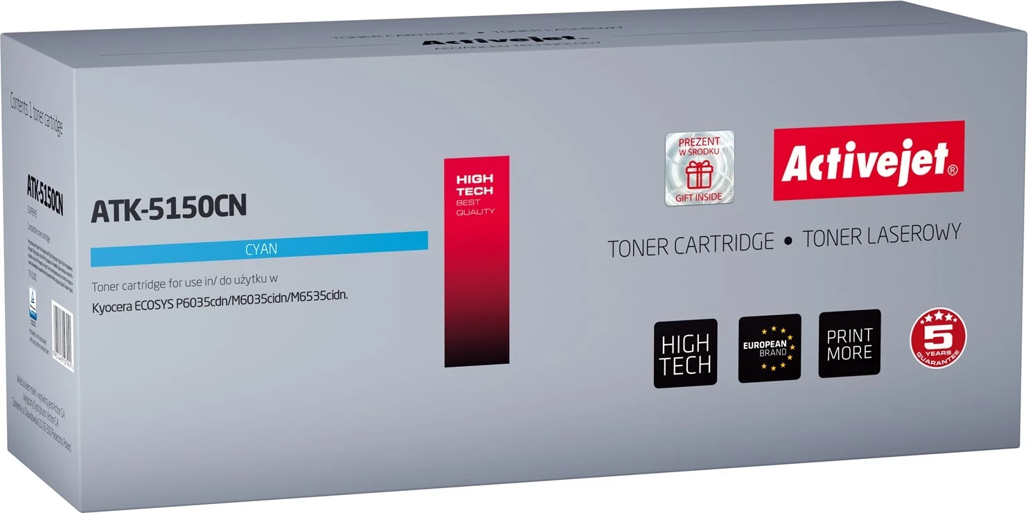Toner zëvendësues Activejet ATK-5150CN për printerët Kyocera, 10000 faqe, i kaltër