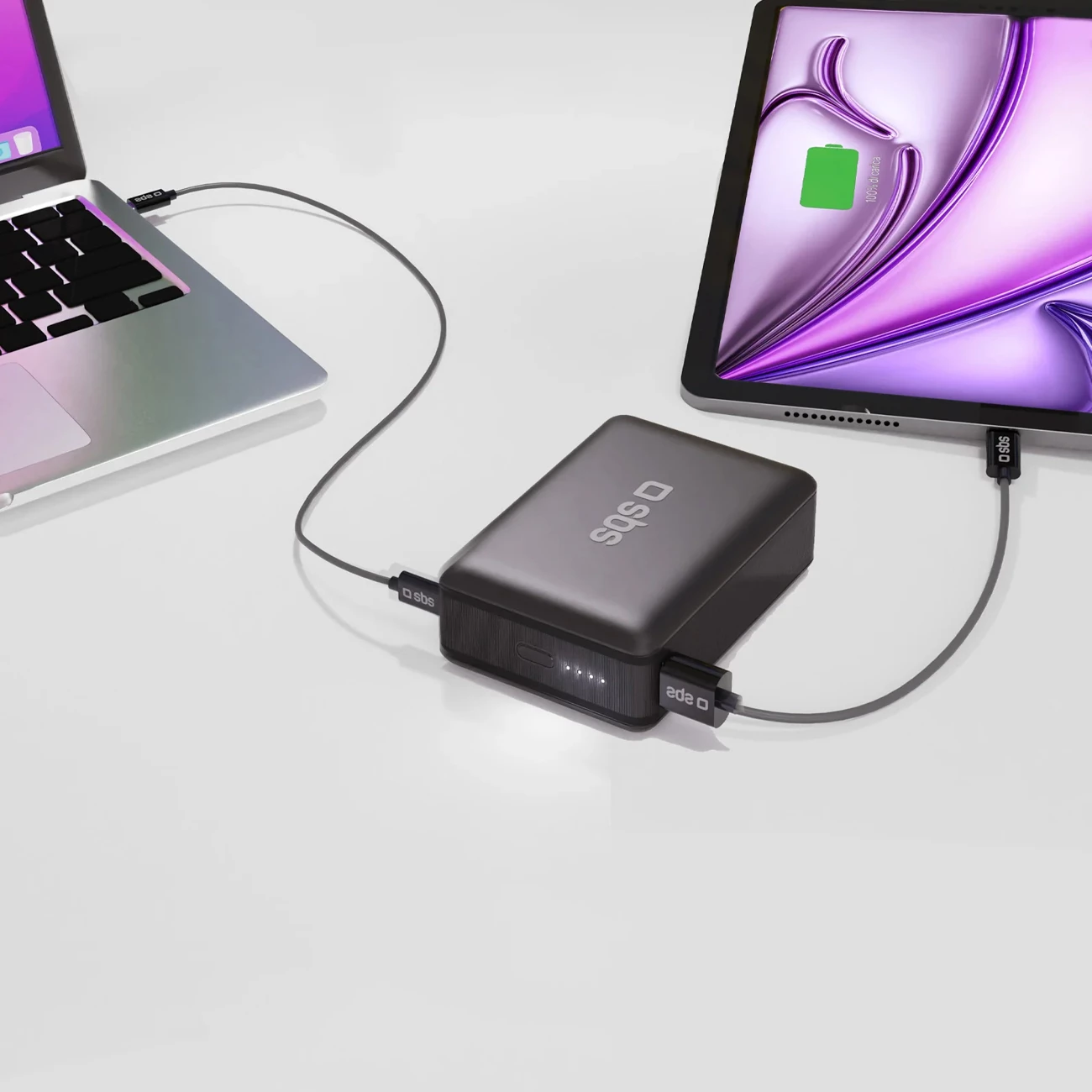 Powerbank SBS 20000mAh 65W PD AFC me USB-C/USB-A, e zezë