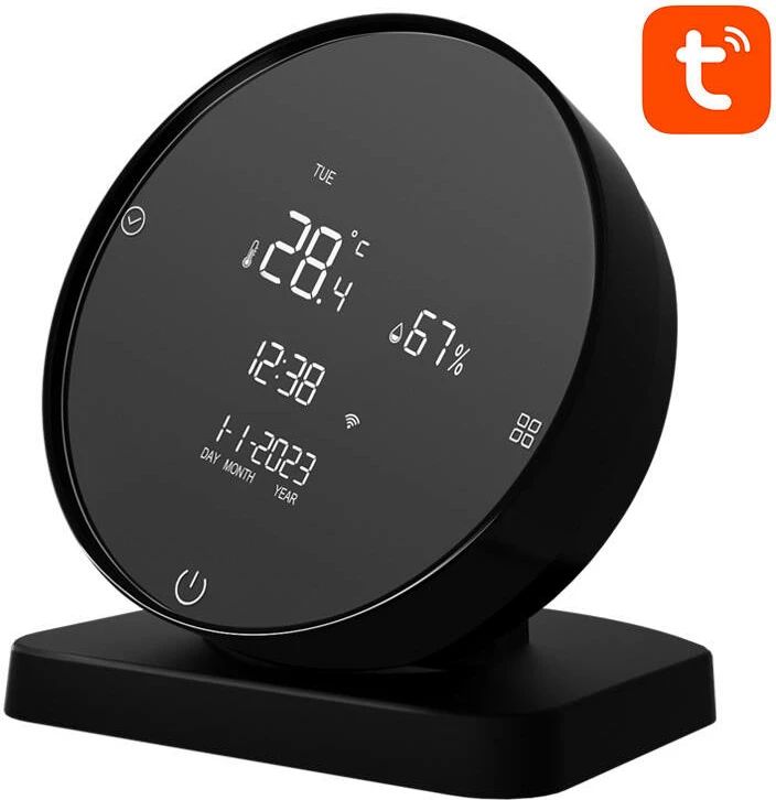 Sensor temperature dhe lagështie Avatto WHS20S Tuya, Wi-Fi, me ekran LCD, i zi