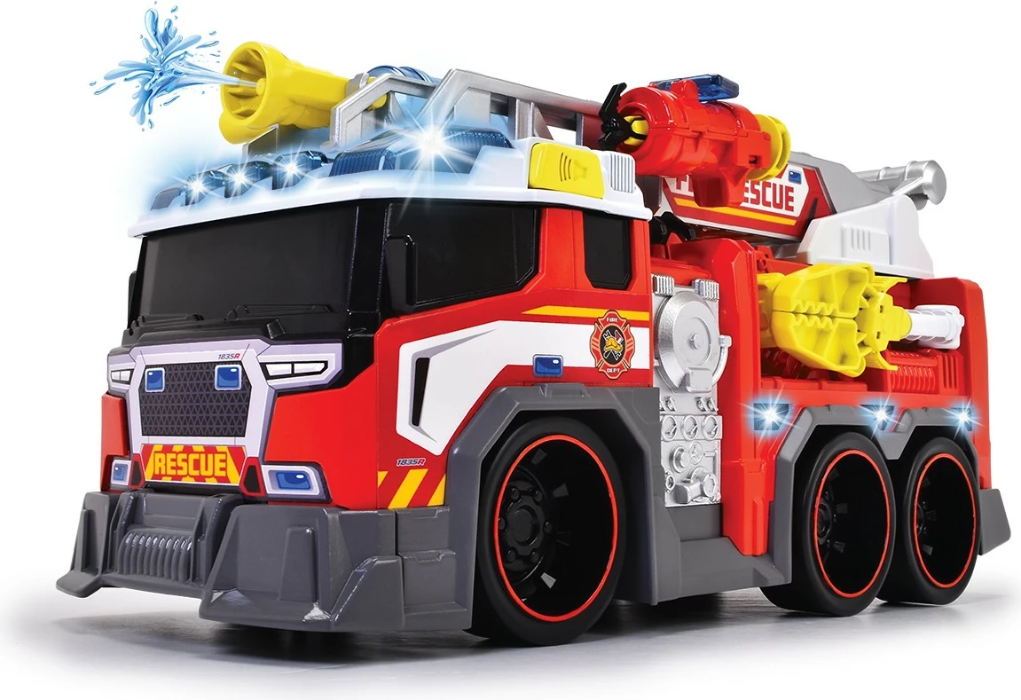 Kamion zjarri lodër Dickie 37.5 cm, plastikë, me drita dhe zë, i kuq