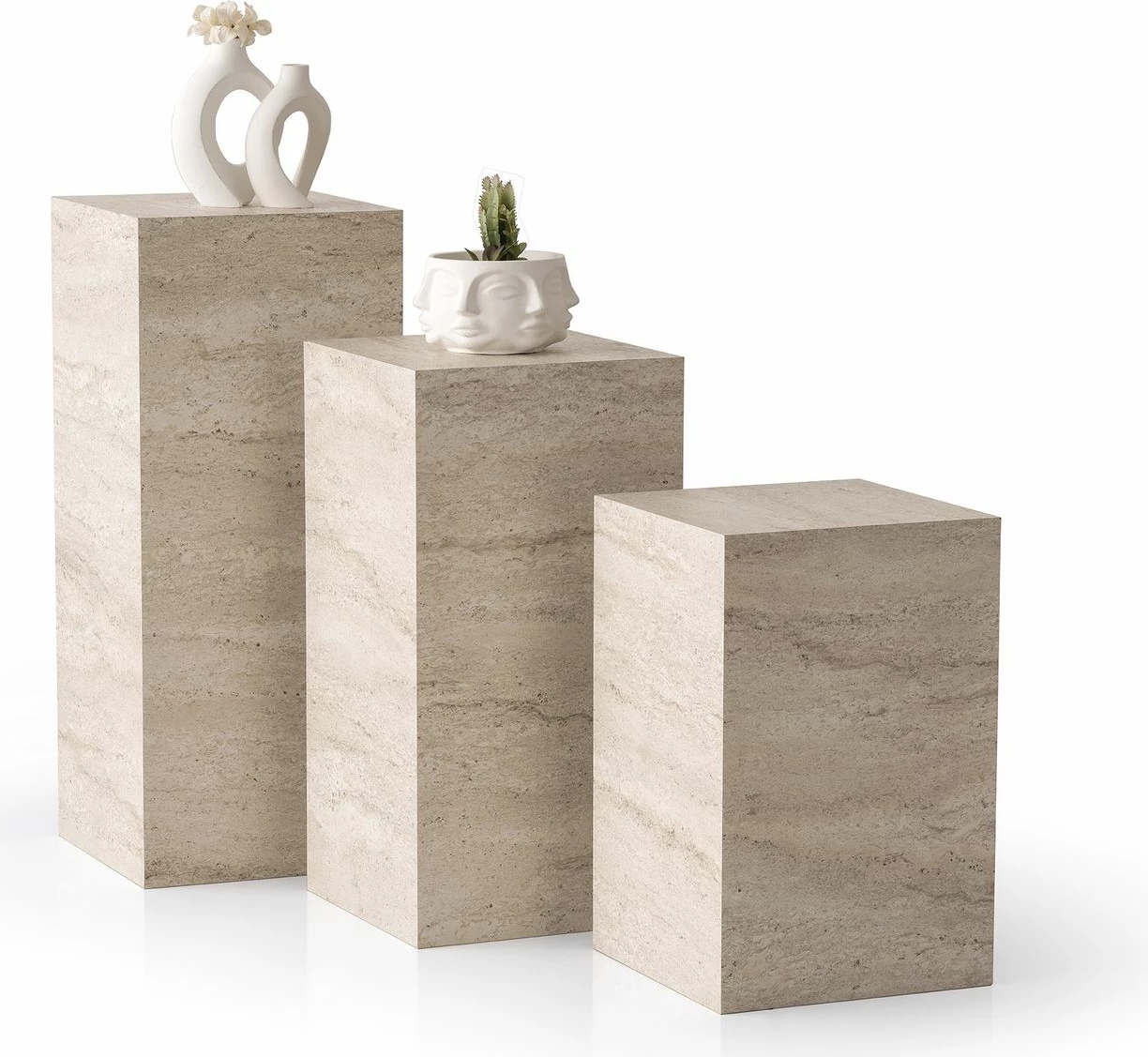 Set mbajtësesh për lule, ngjyrë travertin, Skye Decor, 3 copë, 9540