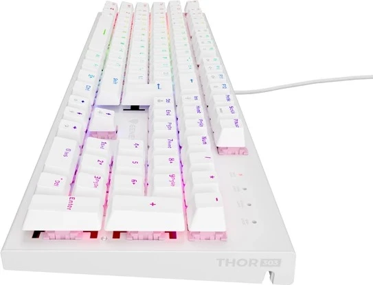 Tastierë mekanike Genesis Thor 303, RGB, Outemu Peach Silent, e zezë dhe e bardhë