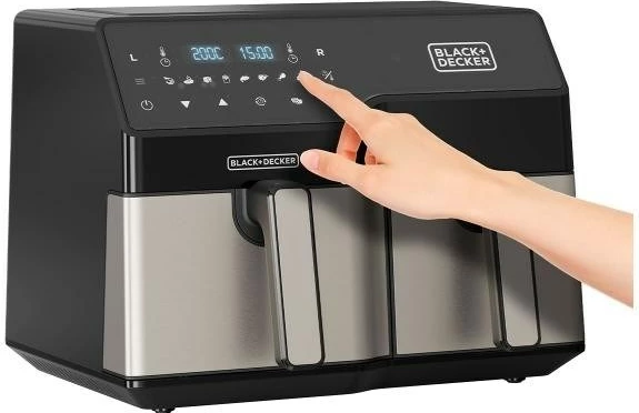 Furrë me ajër të nxehtë BLACK+DECKER BXAF9000E, 2500 W, Double, Touch, e zezë/inoks