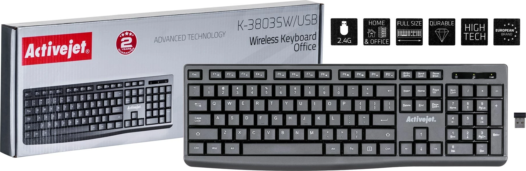 Tastierë Wireless Activejet K-3803SW, e zezë