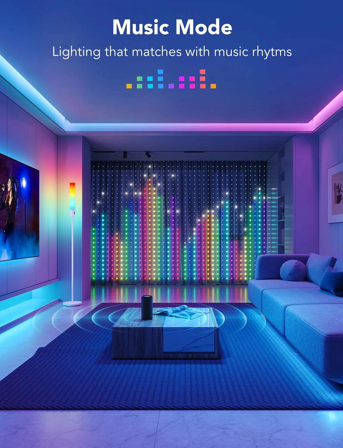 Drita perde LED Govee Curtain Lights 2m x 1.5m, RGB, kontroll me aplikacion