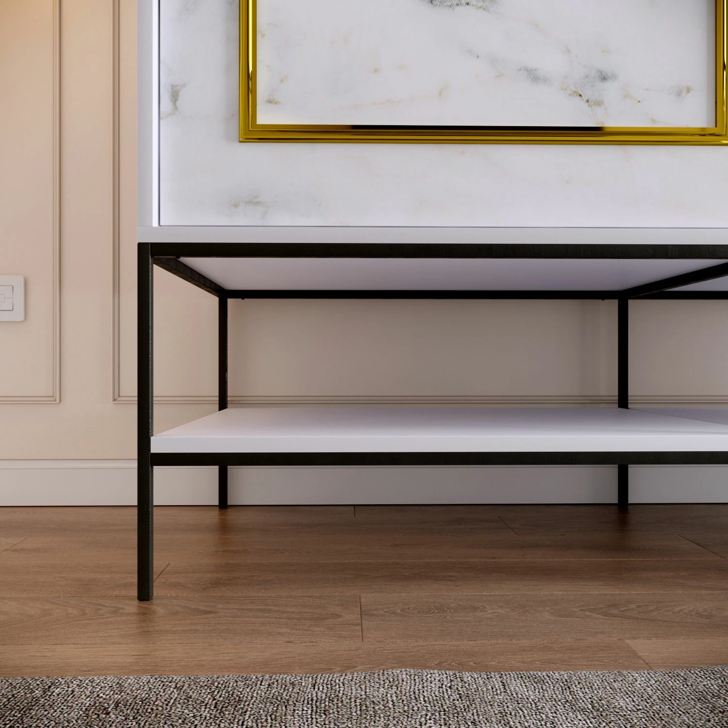 Dollap Skye Decor, Martin 190, bardhë, zi, ar